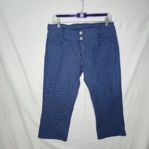 Candy Couture Ladies Blue And Black Striped Capris Size 9